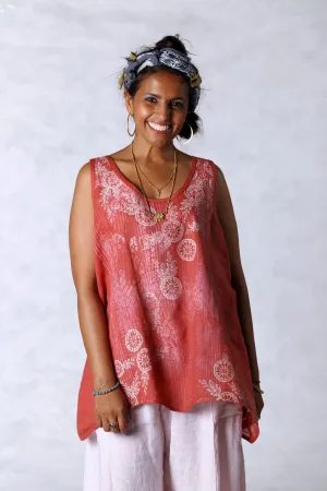 1196 Linen Tank Coral-P