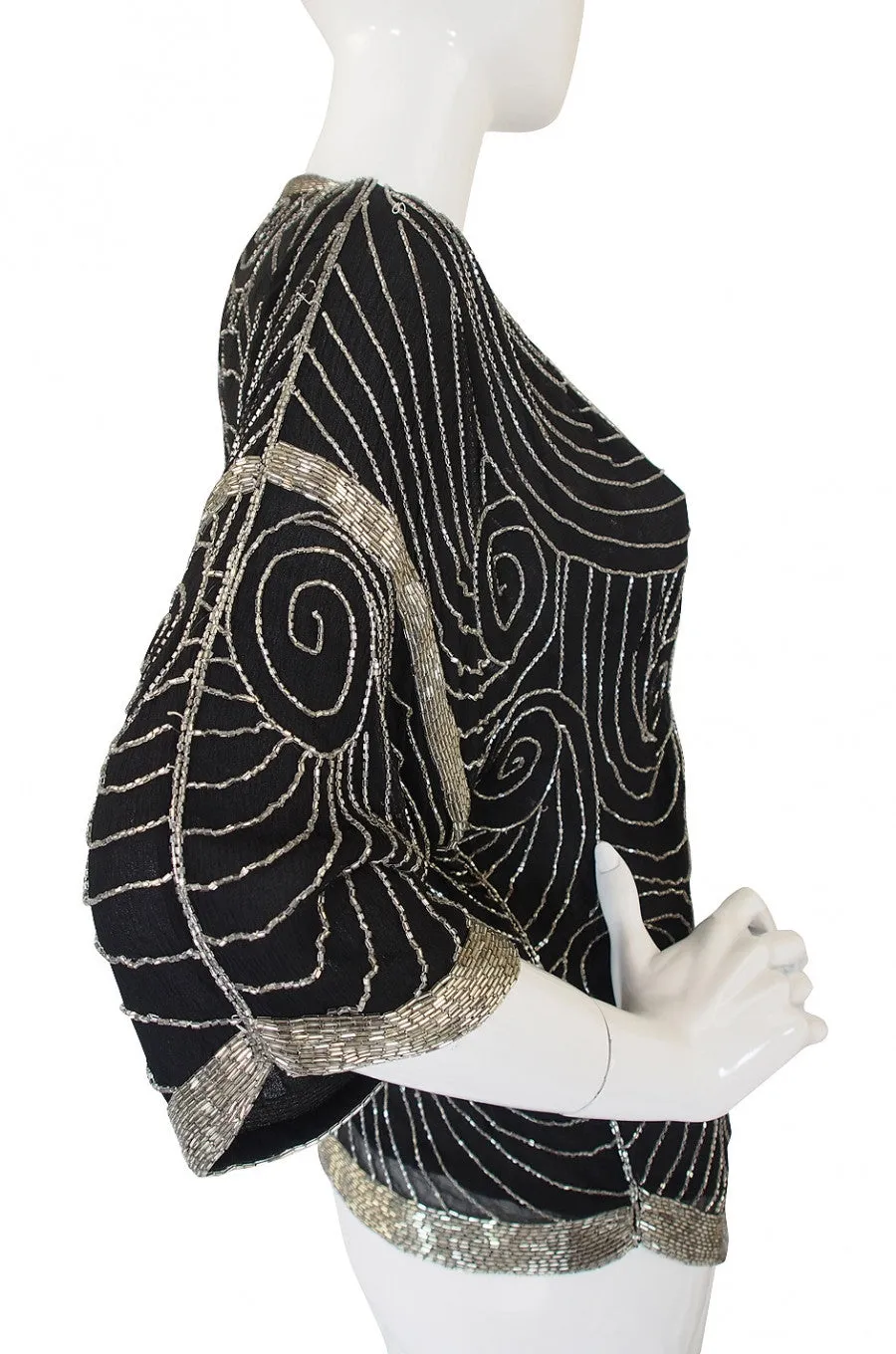 1970s Beaded Silk Top or Jacket