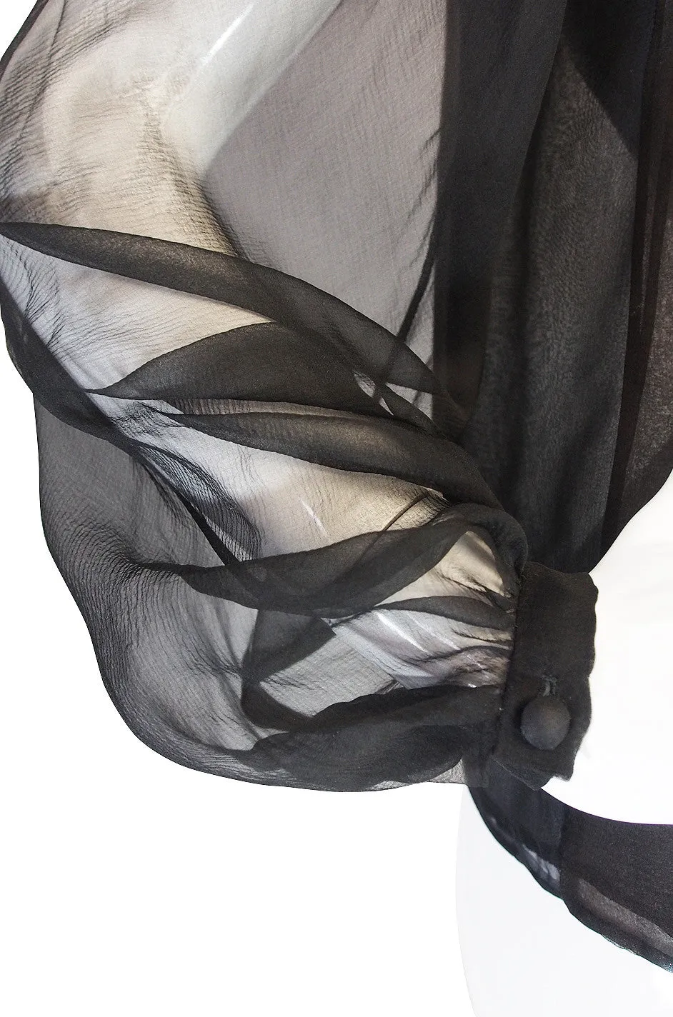 1976 Yves Saint Laurent Haute Couture Silk Chiffon Top