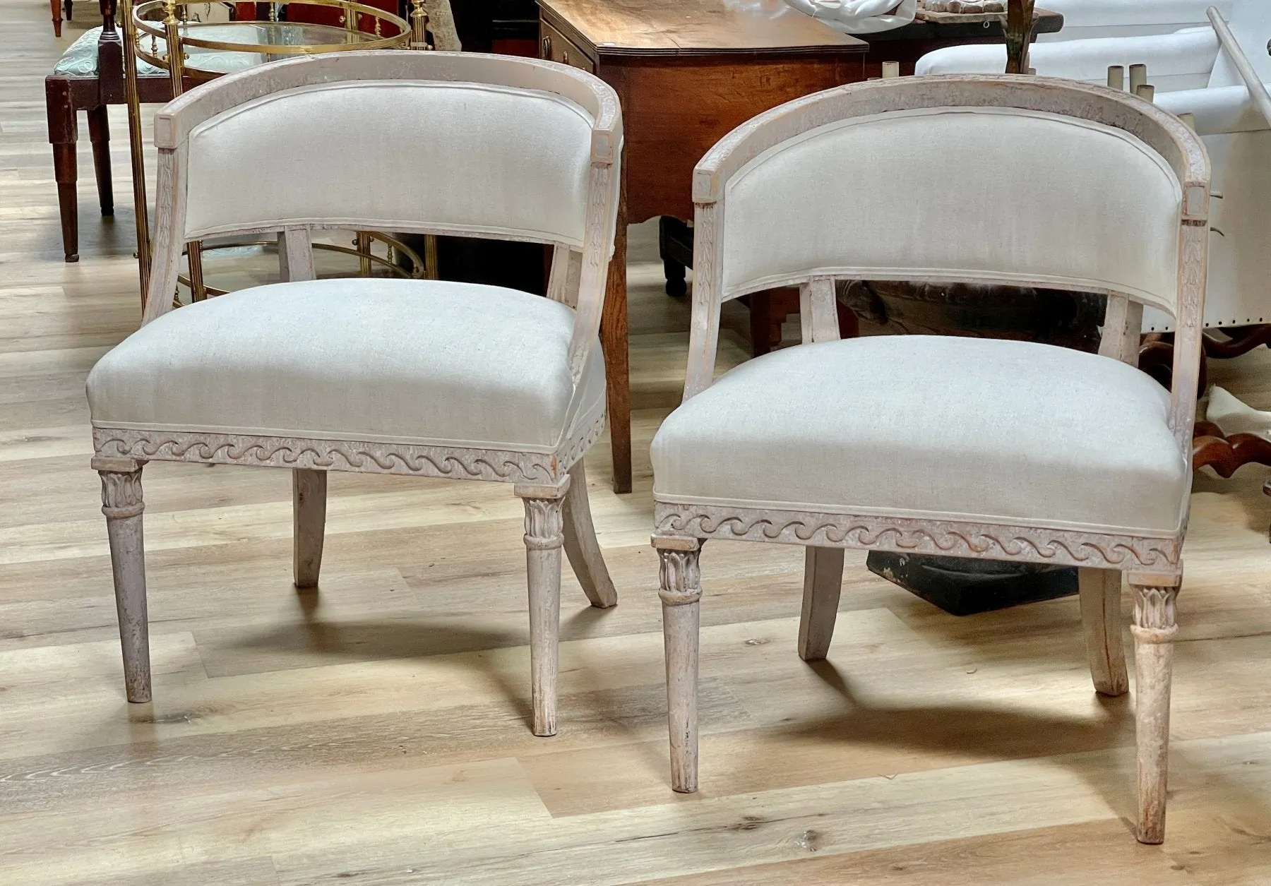 19th Century Pair of Swedish Barrel Back Chairs