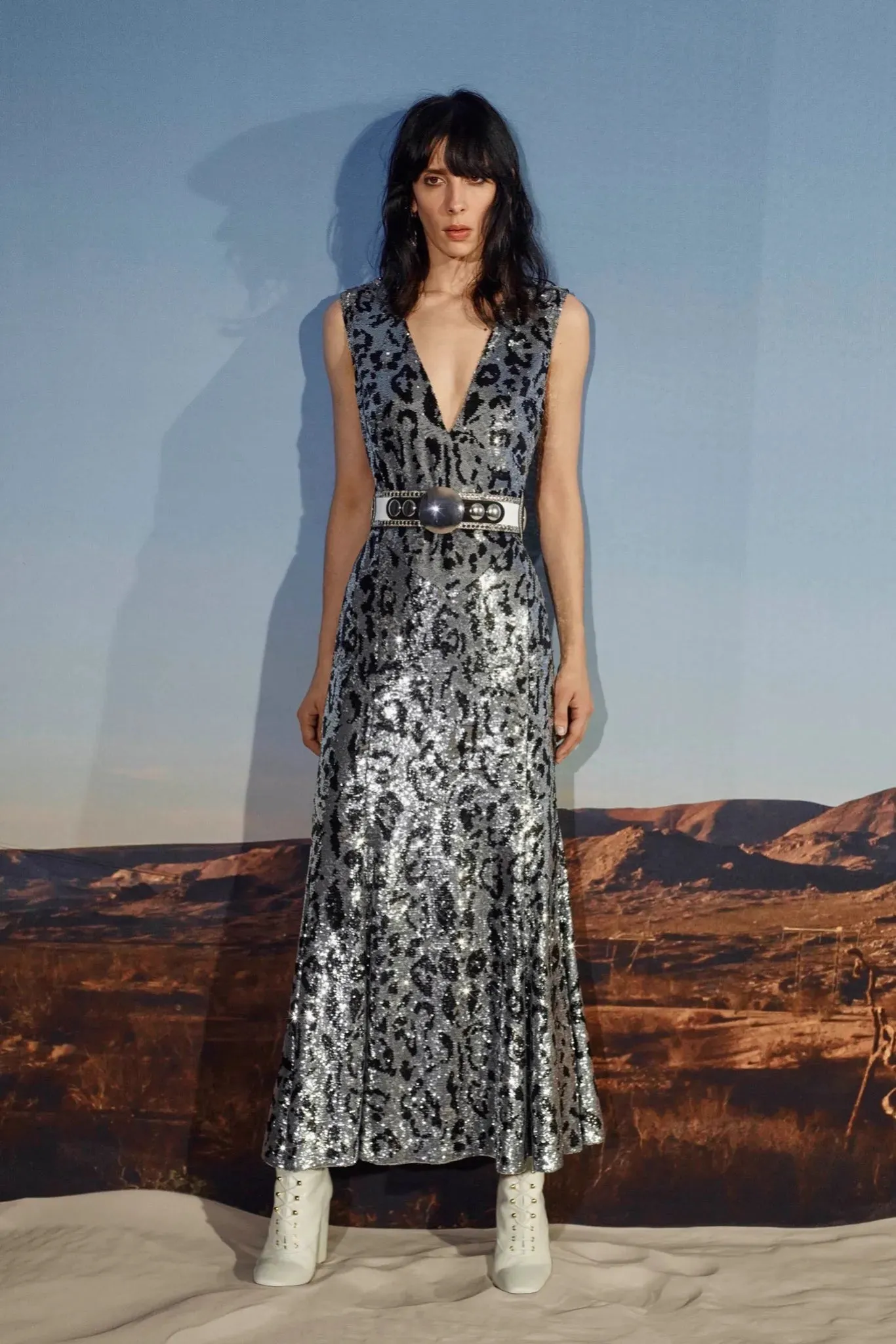2016 Resort Collection Snow Leopard Sequin Gown