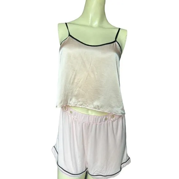 $215 NWT Morgan Lane Pink Bow Silk Cami Pajama PJ Tank Small S