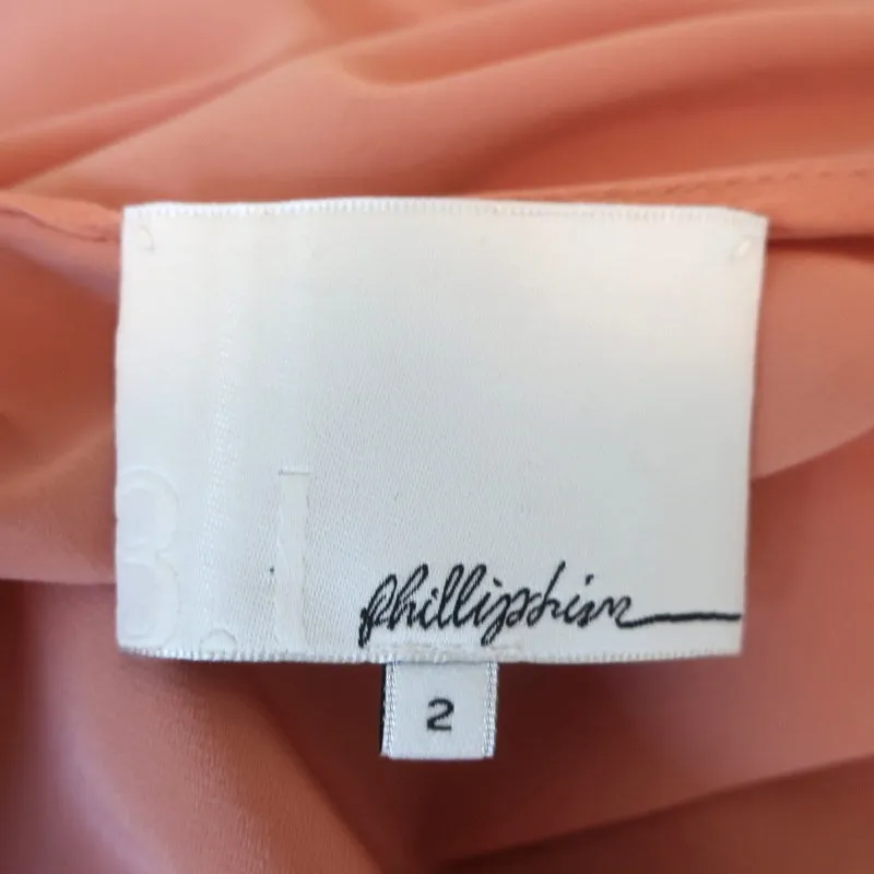 3.1 Phillip Lim Knotted One Shoulder Top Pink Stretch Silk Size 2