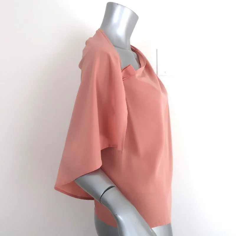 3.1 Phillip Lim Knotted One Shoulder Top Pink Stretch Silk Size 2