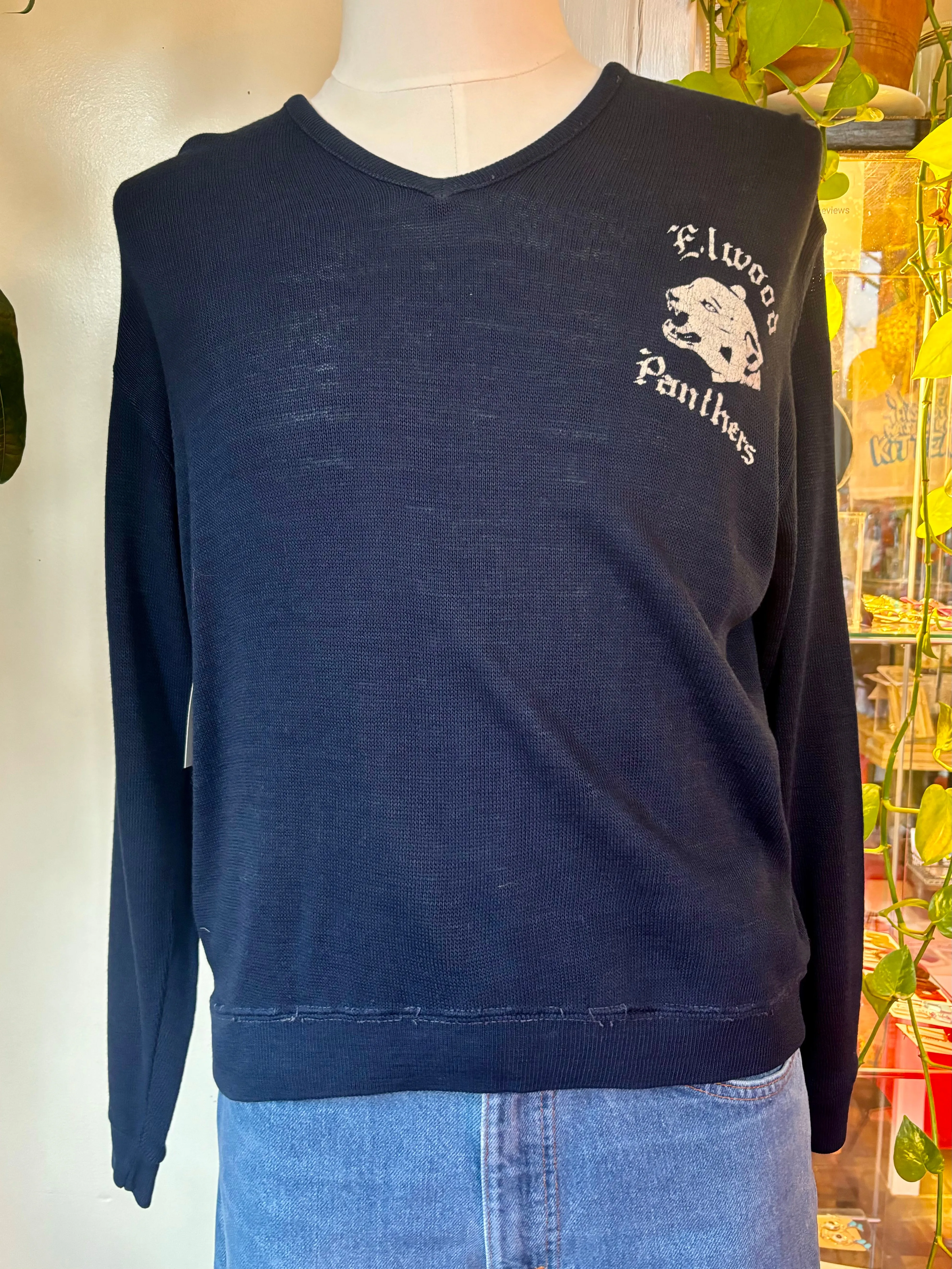 50s/60s Elwood Panthers v-neck sweater