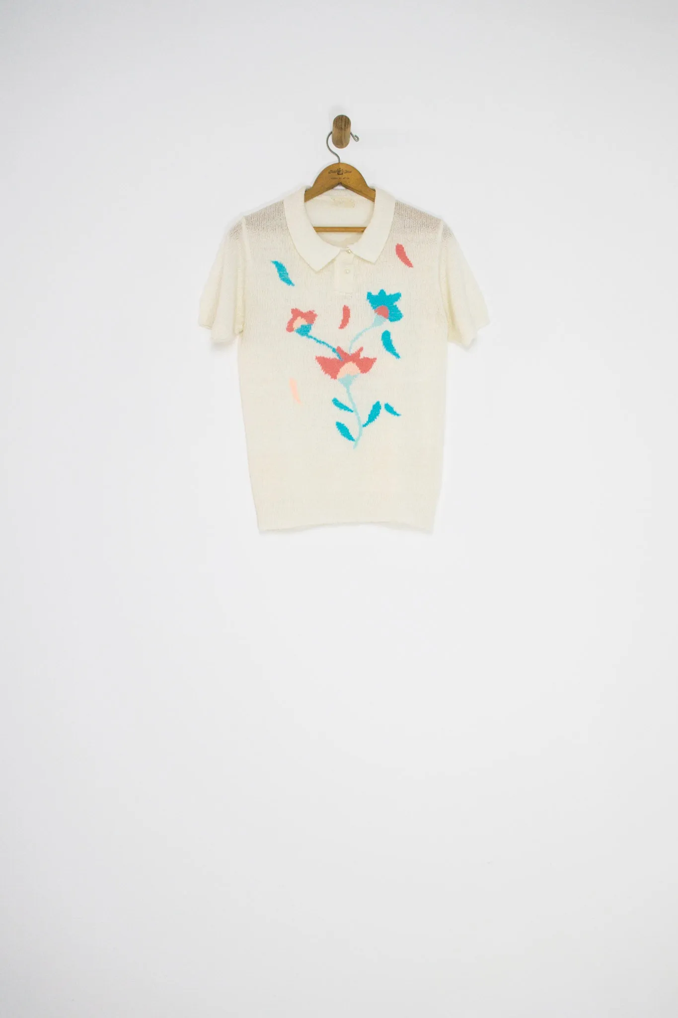 80's KNIT FLOWER TOP / SMALL
