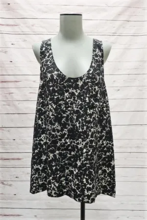 Alexander Wang Top Black/White Marble Print Silk Size Large Pocket Tank