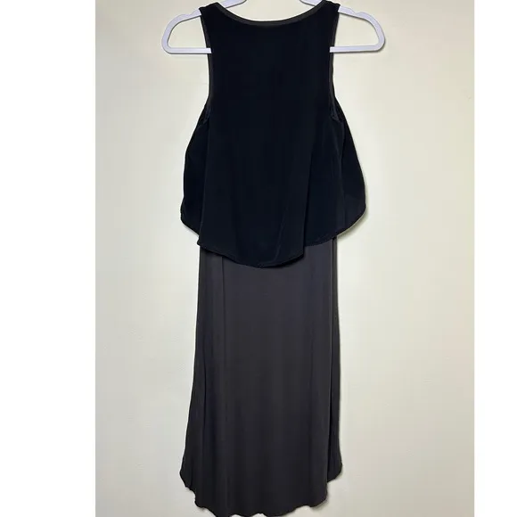 AllSaints Silk Viscose Black &amp; Gray High Low Hem Dress US 0 EU 32