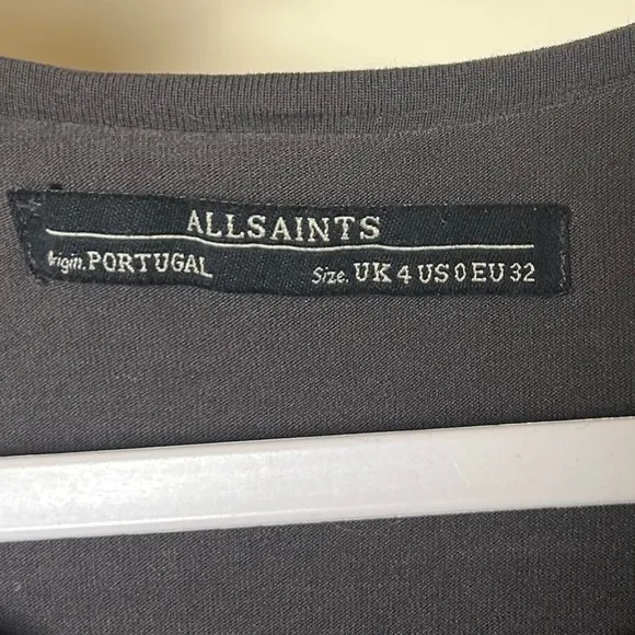 AllSaints Silk Viscose Black &amp; Gray High Low Hem Dress US 0 EU 32