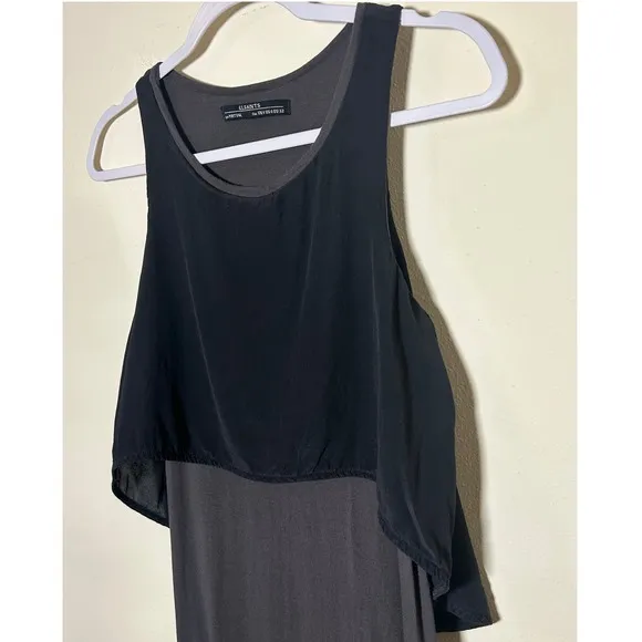 AllSaints Silk Viscose Black &amp; Gray High Low Hem Dress US 0 EU 32