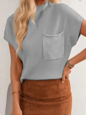 Always Essential Mock Neck Sweater: Grey