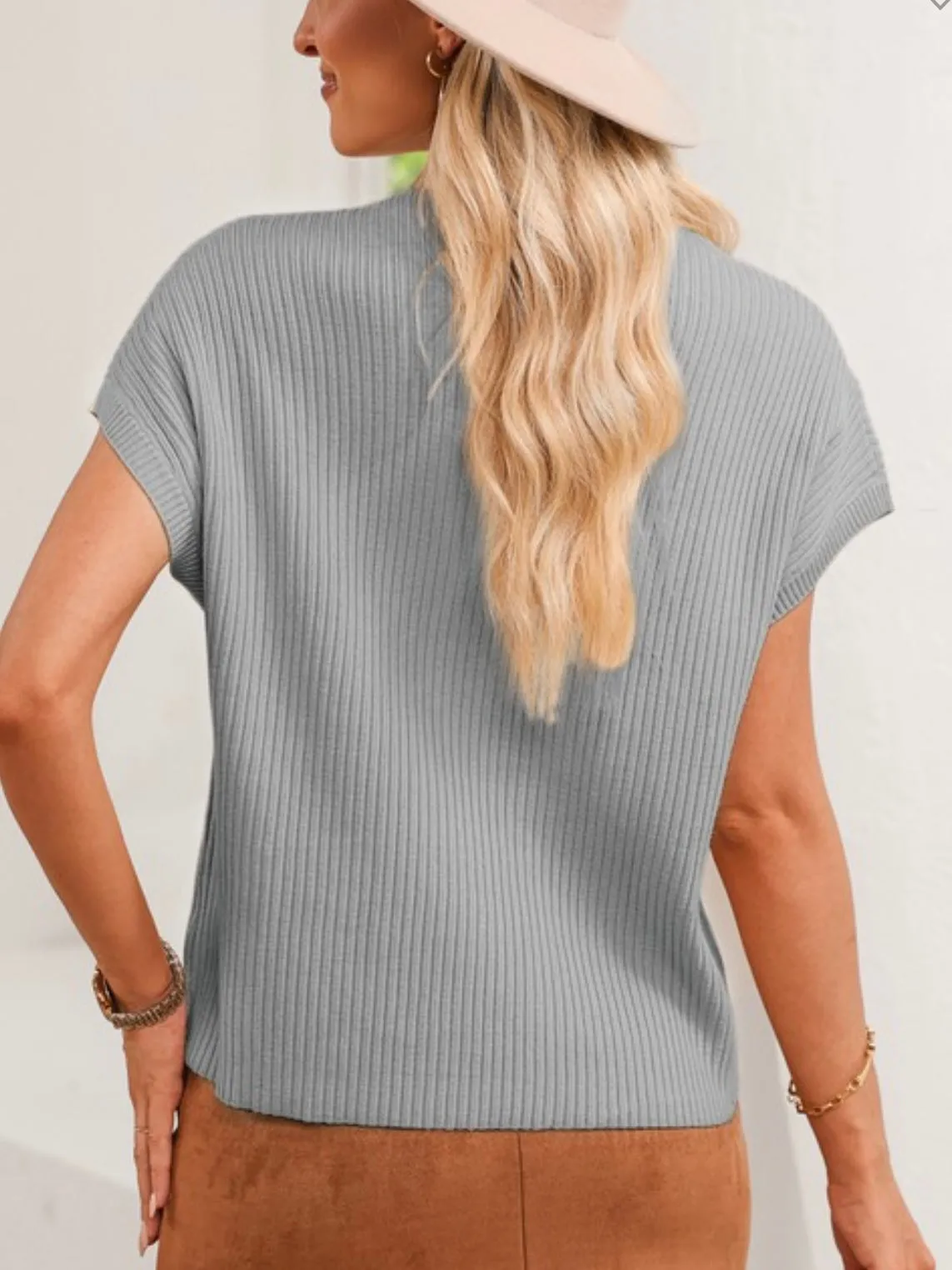 Always Essential Mock Neck Sweater: Grey