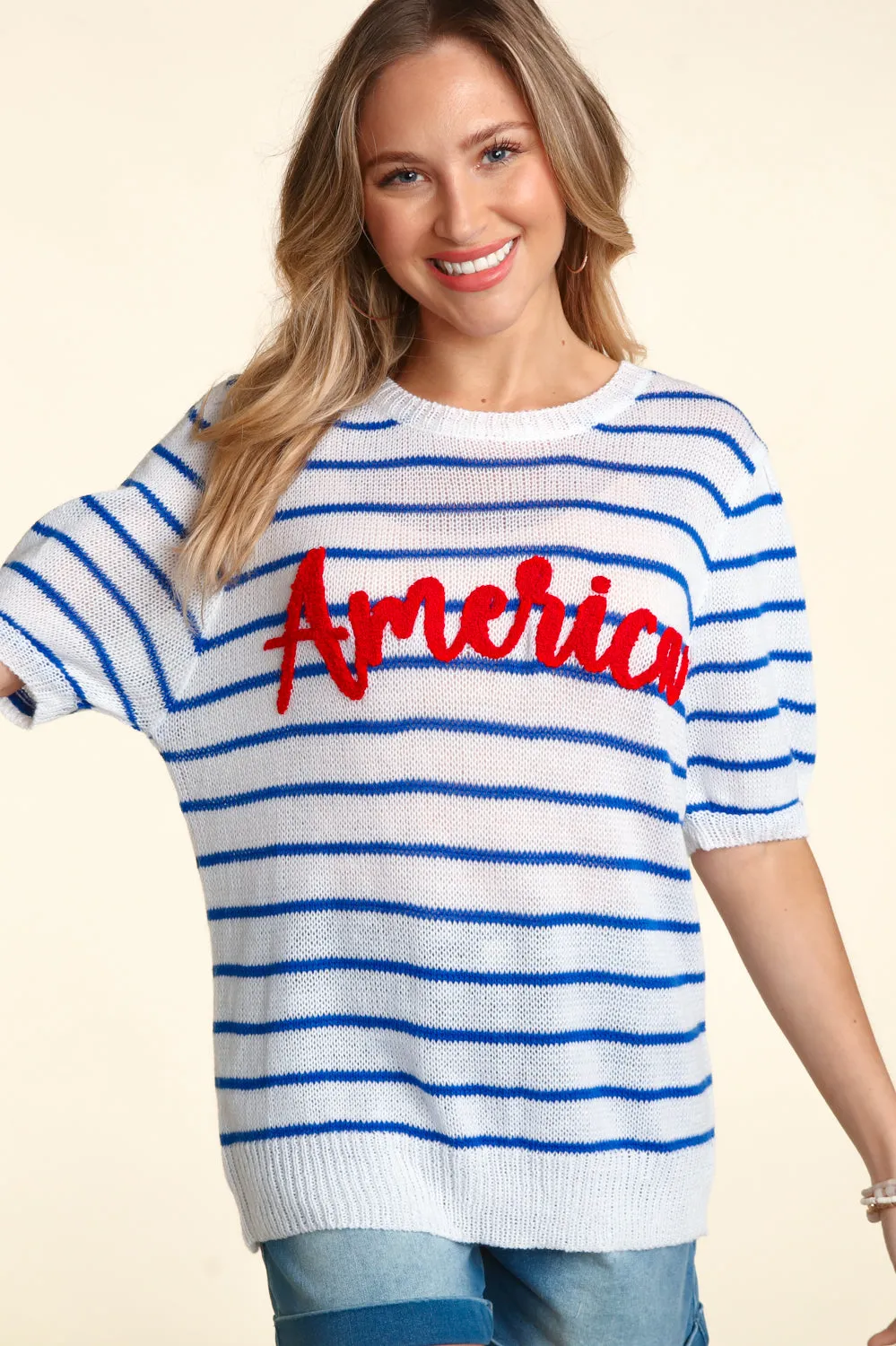 America Short Sleeve Sweater
