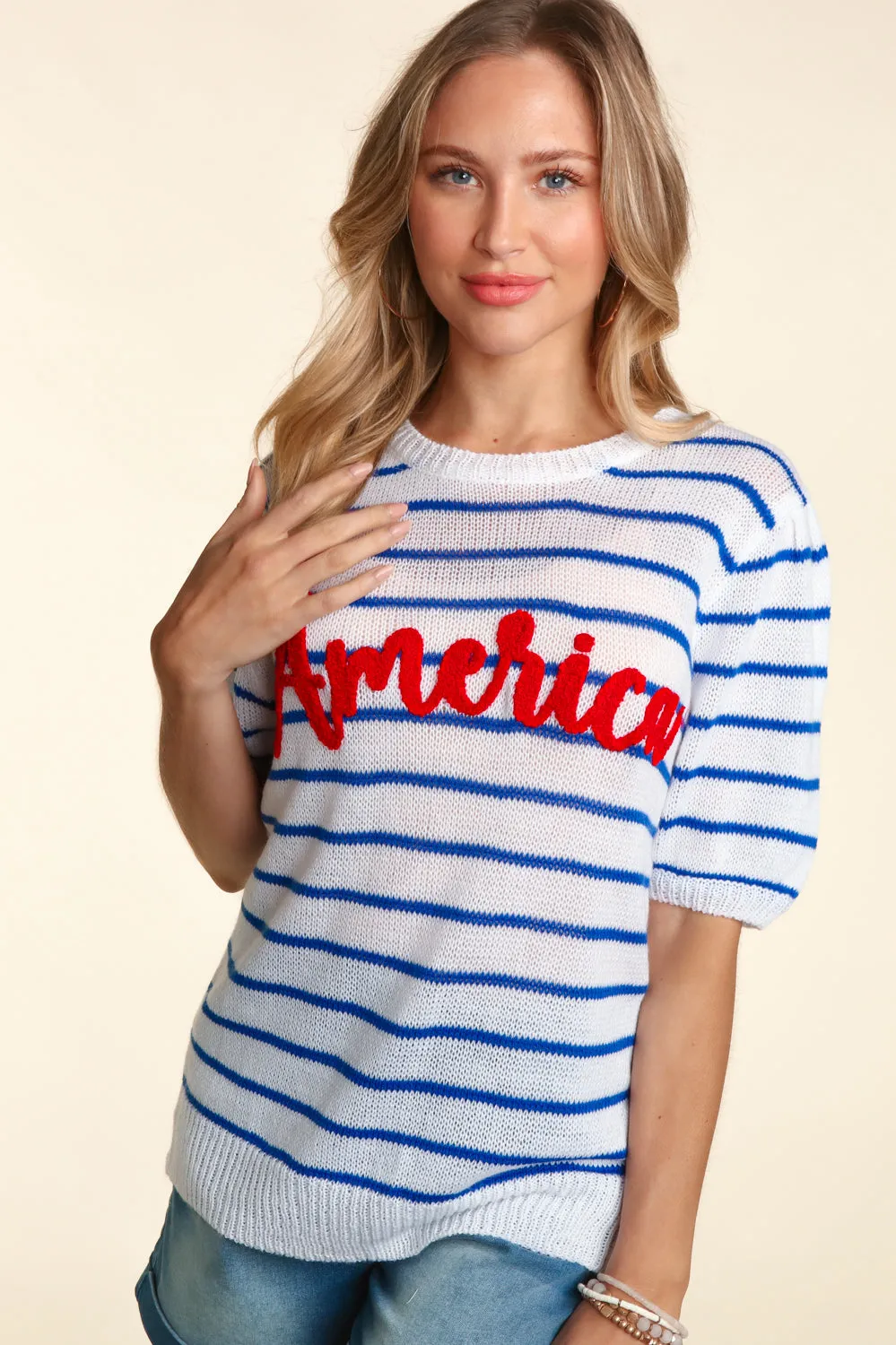 America Short Sleeve Sweater