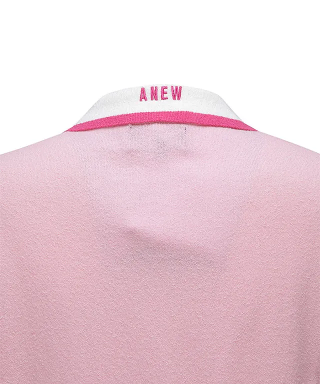 ANEW Golf: Women Chest Big Logo Collar Short Sweater - Light Pink