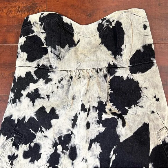 ANTHROPOLOGIE Current/Elliott The Tulip Dress Cloud Wash Strapless Denim Mini 2
