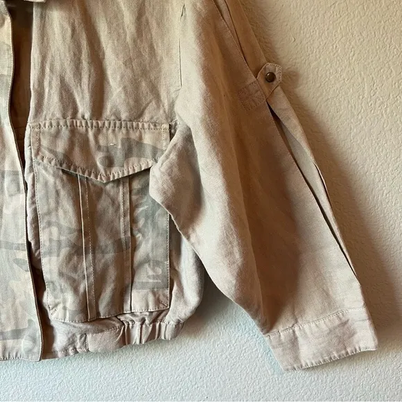 Anthropologie Hei Hei Ronan Camo Linen Cotton Utility Jacket Size XS
