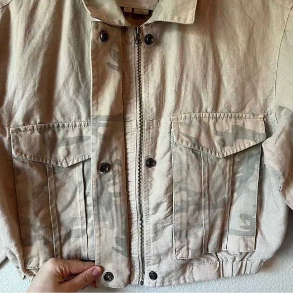 Anthropologie Hei Hei Ronan Camo Linen Cotton Utility Jacket Size XS
