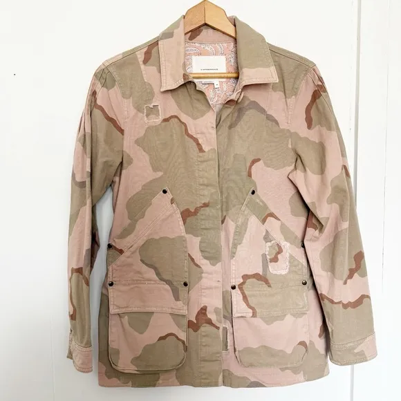 Anthropologie Lida Utility Jacket Light Camo Size XS
