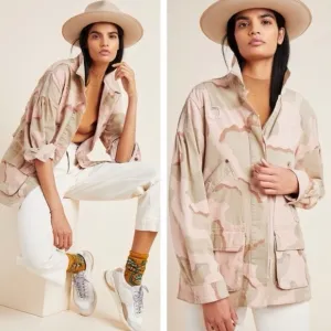 Anthropologie Lida Utility Jacket Light Camo Size XS
