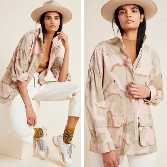 Anthropologie Lida Utility Jacket Light Camo Size XS