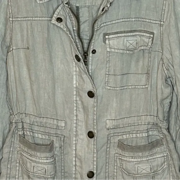 Anthropologie Marrakech Linen Utility Cargo Jacket Medium