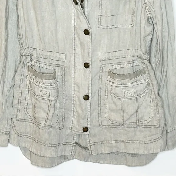 Anthropologie Marrakech Linen Utility Cargo Jacket Medium