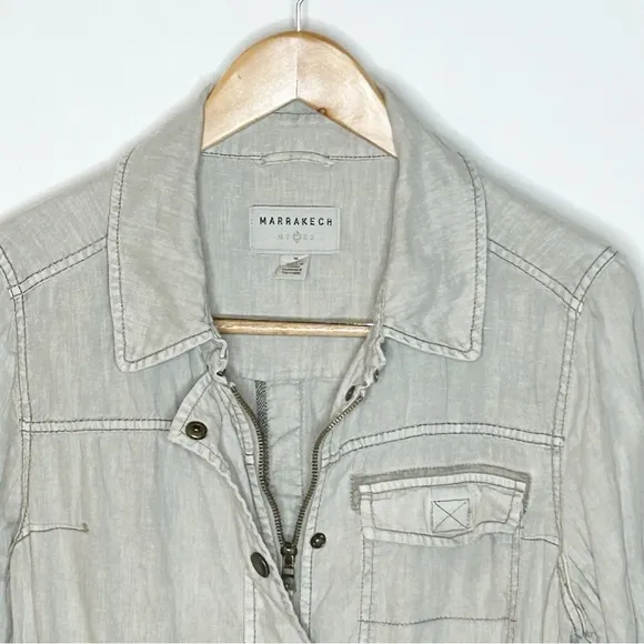 Anthropologie Marrakech Linen Utility Cargo Jacket Medium