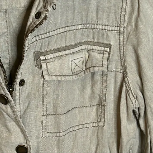 Anthropologie Marrakech Linen Utility Cargo Jacket Medium