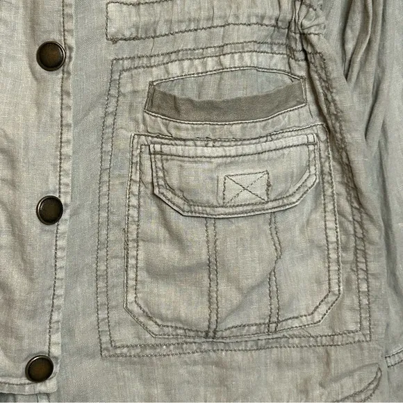 Anthropologie Marrakech Linen Utility Cargo Jacket Medium
