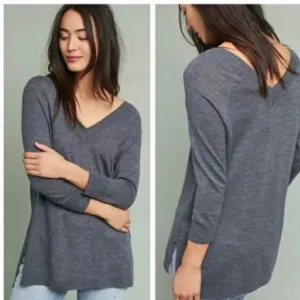 Anthropologie Moth Merino Wool V-Neck Sweater XS