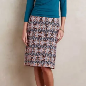 Anthropologie Moulinette Soeurs Svetla Lace Pencil Skirt Navy Size 14 NWT