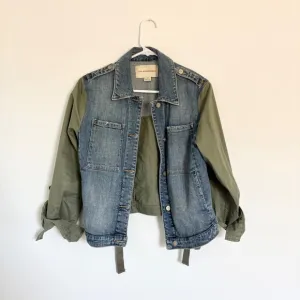 Anthropologie Pilcro Denim Jacket Olive Green Utility Tie Waist Jean Jacket  S
