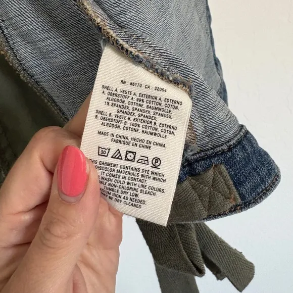 Anthropologie Pilcro Denim Jacket Olive Green Utility Tie Waist Jean Jacket  S