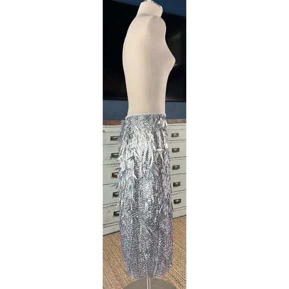 Anthropologie Sequined Fringe Skirt 8