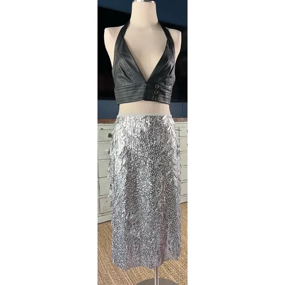 Anthropologie Sequined Fringe Skirt 8