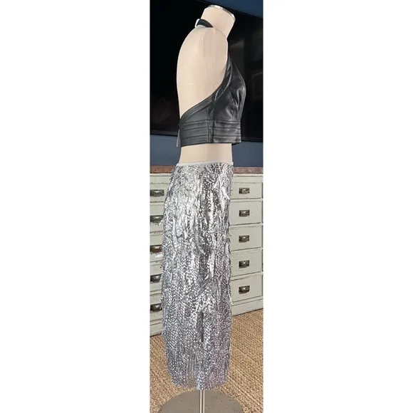 Anthropologie Sequined Fringe Skirt 8