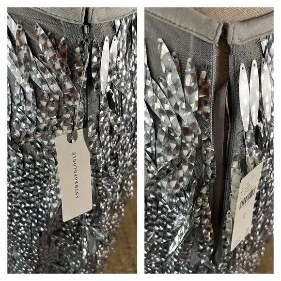 Anthropologie Sequined Fringe Skirt 8