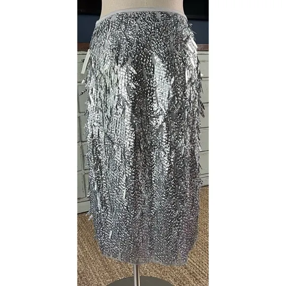 Anthropologie Sequined Fringe Skirt 8