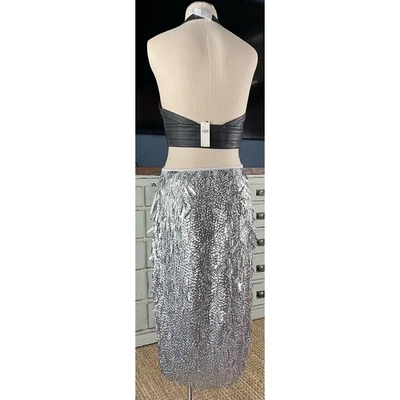 Anthropologie Sequined Fringe Skirt 8