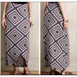 Anthropology Maeve Maina Gray Tulip Maxi Skirt Diamond Boho Chic Casual Small