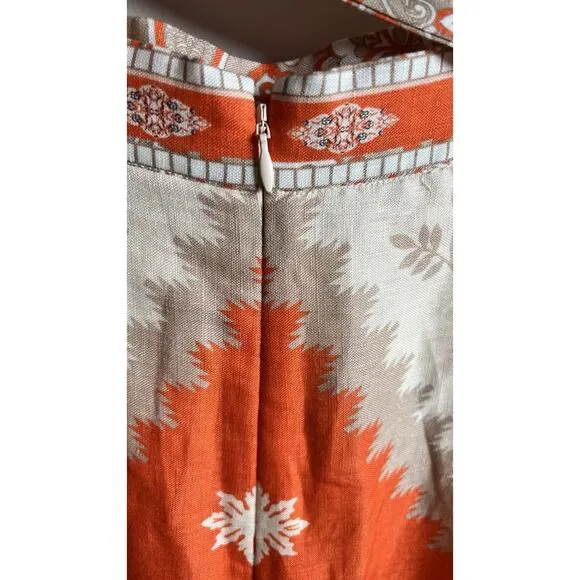 Antonio Melani Amara Linen Midi Pencil Skirt Sz 8 Paisley Floral Belted NEW