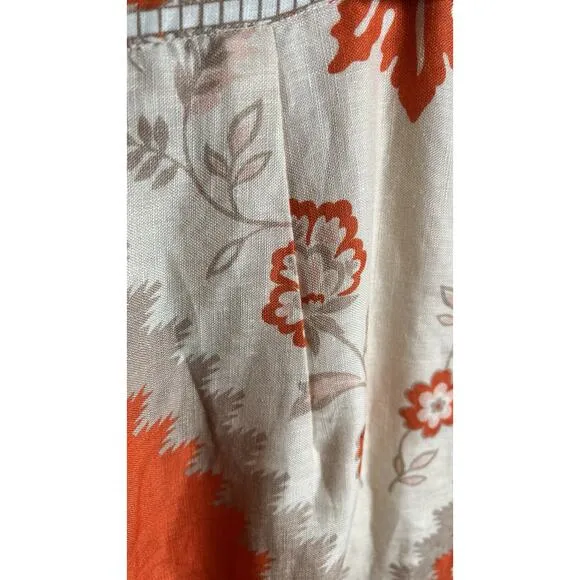 Antonio Melani Amara Linen Midi Pencil Skirt Sz 8 Paisley Floral Belted NEW