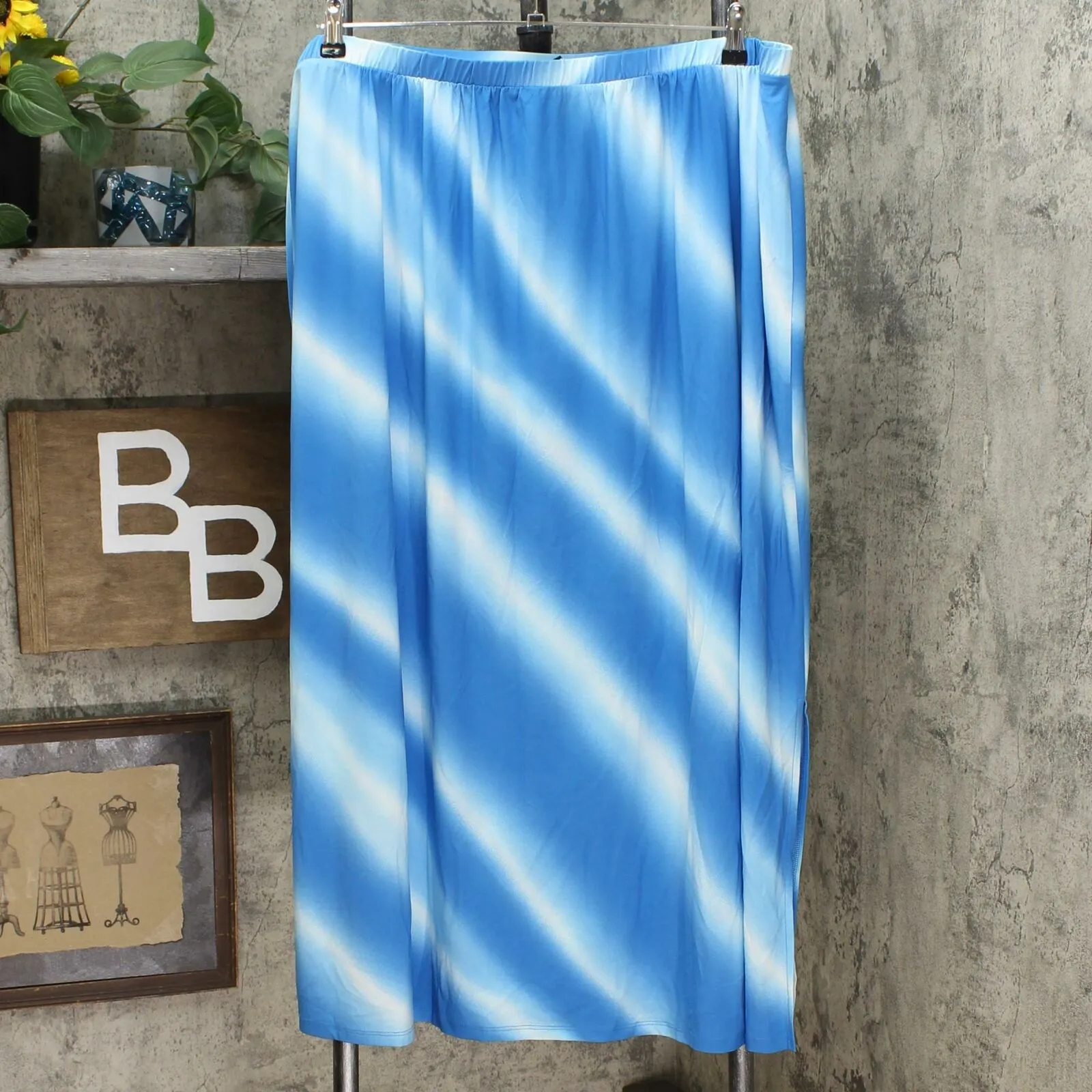 Antthony Women's Plus Size Ocean Waves Tie Dye A-Line Skirt
