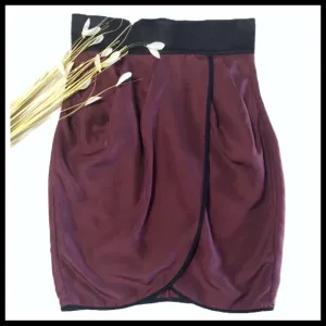 ARITZIA WILFRED Tulip Skirt in Wine/Black