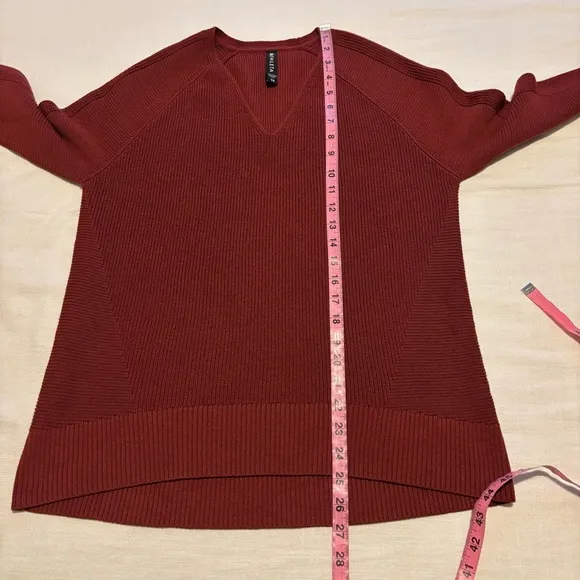 Athleta Hanover V-Neck Sweater | Canyon Red | XS