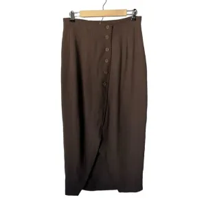 Atos Lombardini Italian Wool Button Front Tulip Hem Midi Skirt Size 42