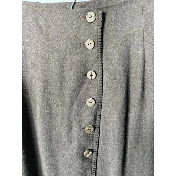 Atos Lombardini Italian Wool Button Front Tulip Hem Midi Skirt Size 42