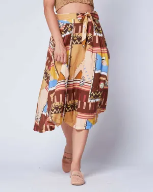 Aztec Patchwork Belted Maxi Skirt