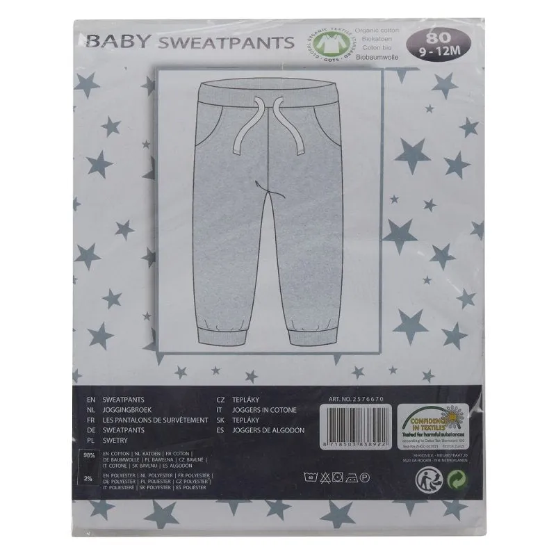 BABY ORGANIC COTTON JOG PANT-GREY (3-18 MONTHS) (PK6) 12SL003